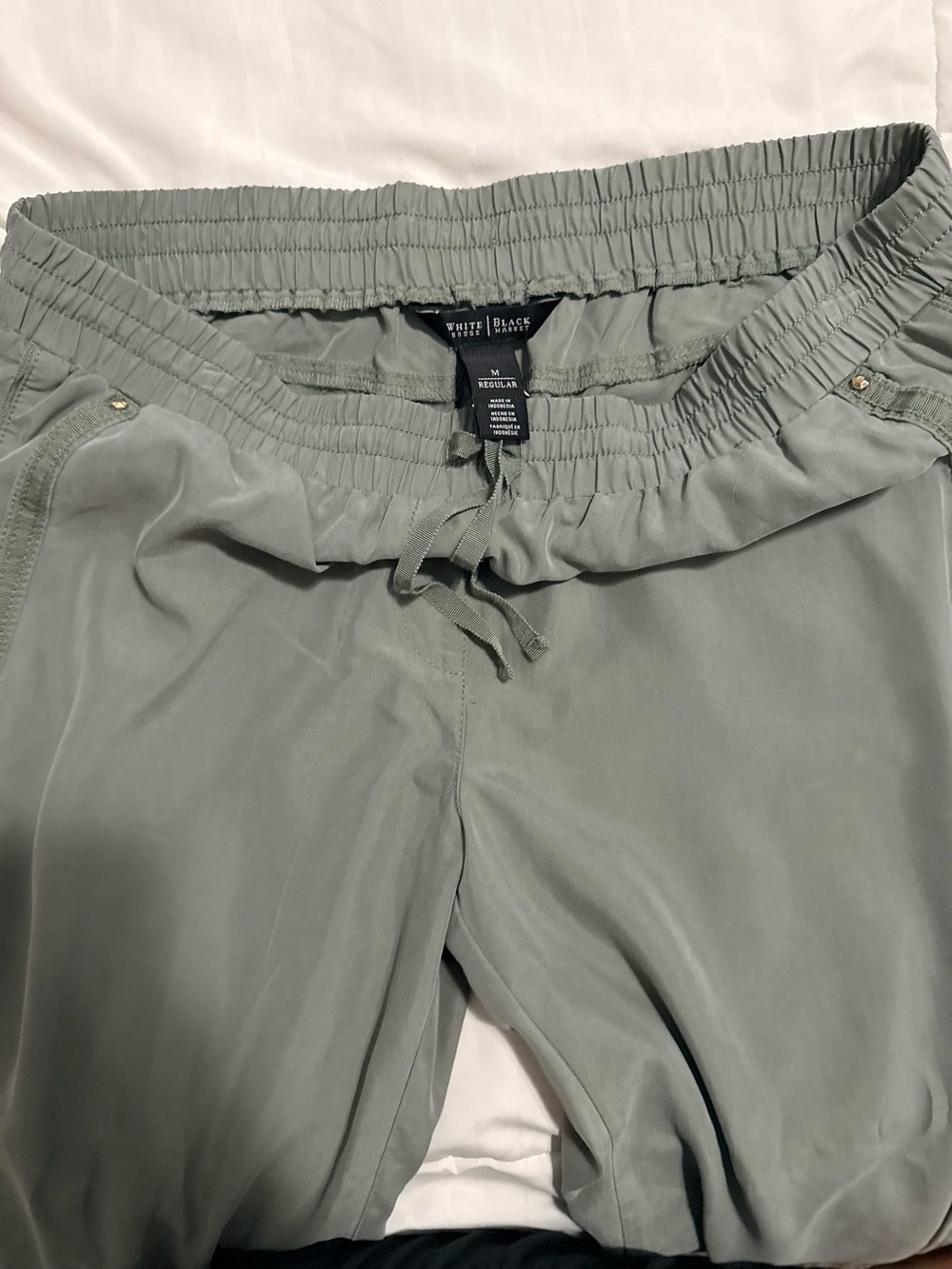 White House Black Market Women's Sage Green Drawstring Joggers - Picture 3 of 3